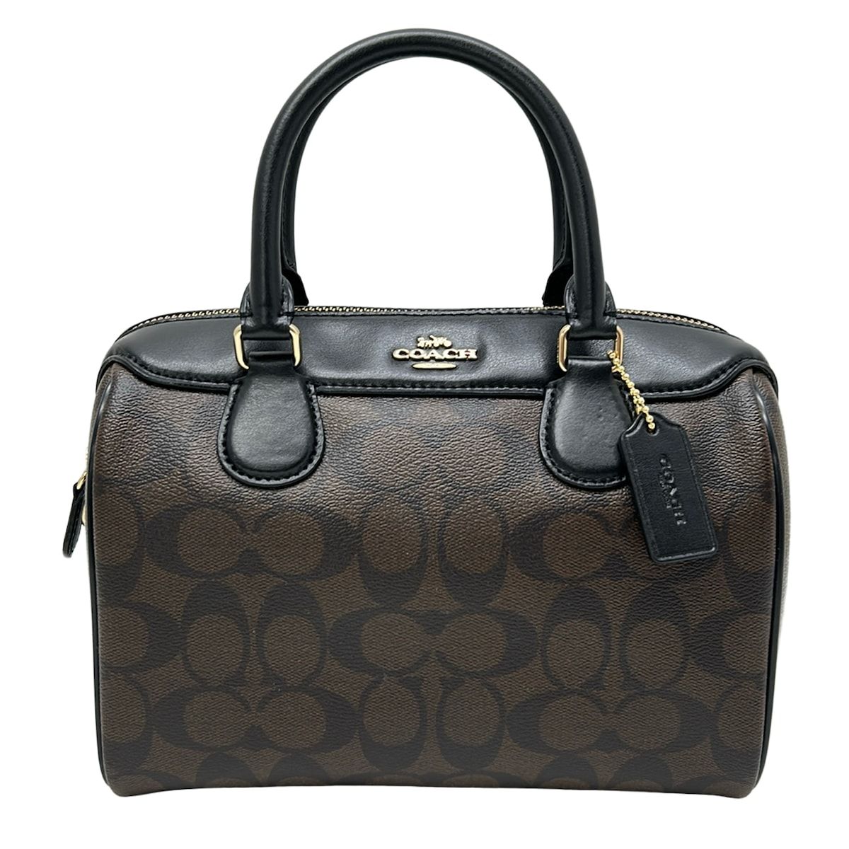 COACH(コーチ) ハンドバッグ美品 ミニ ベネット サッチェル F32203 ダークブラウン×黒 レザー