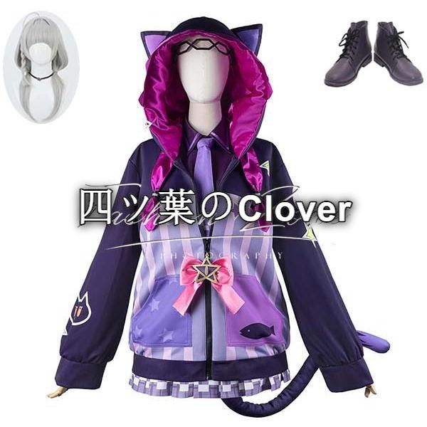 【 人気商品◆バーチャルVTuberhololive 風 紫咲シオンコスプレ衣装ウィッグ靴cosplayハロウィン演出服変装vs624