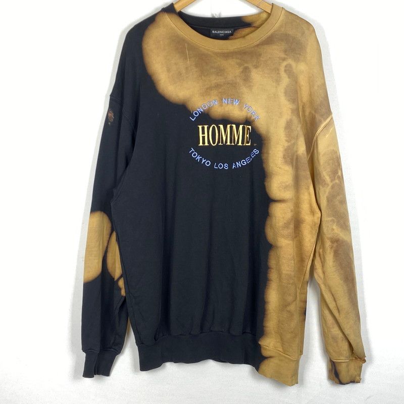 【中古品】 BALENCIAGA バレンシアガ 17AW OVERSIZE BLEACH HOMME SWEATER 17秋冬 オーバーサイズ ブリーチ オム セーター 長袖 トップス 【141-260624-sa-15-tei】