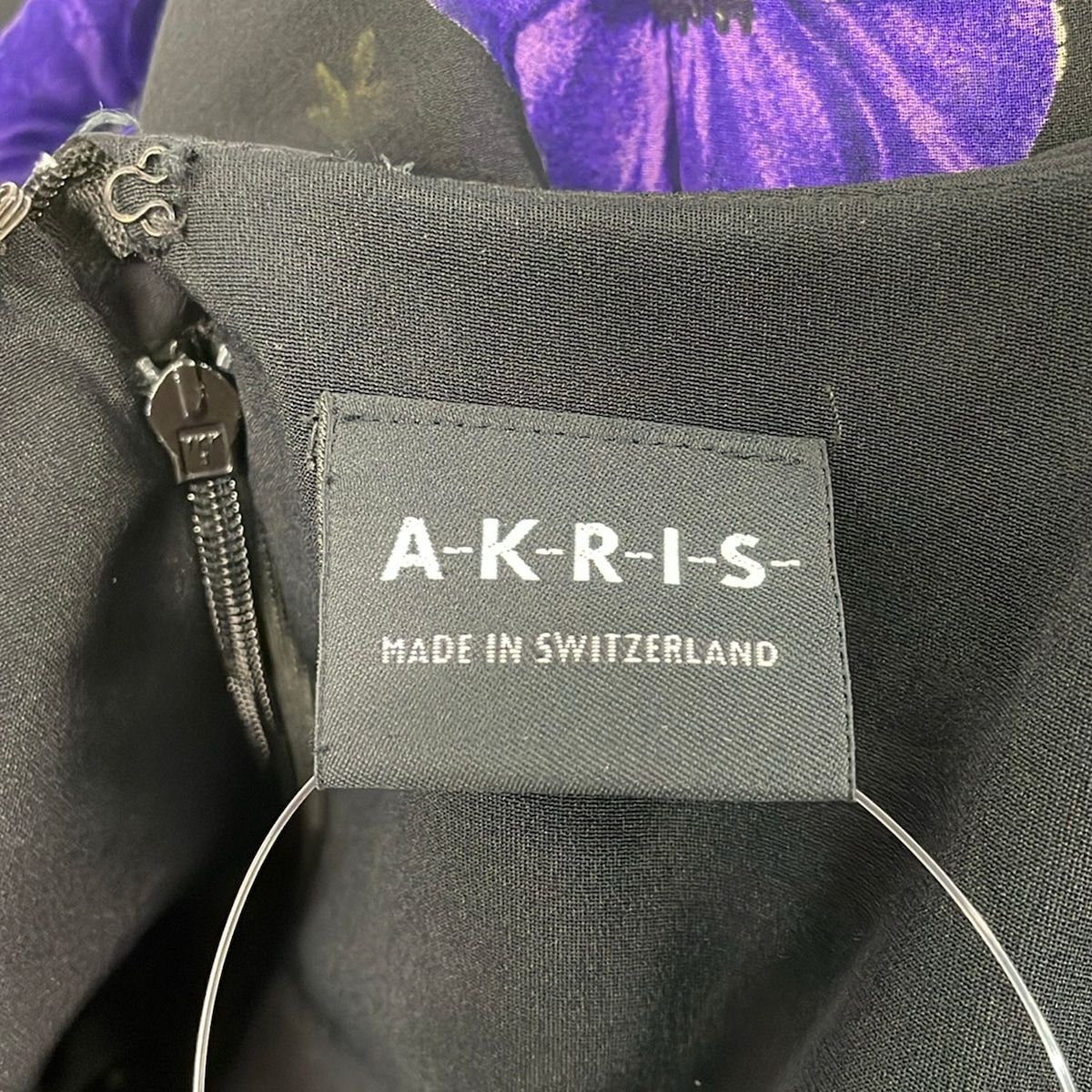 A-K-R-I-S- アクリス ロングワンピース バタフライ 総柄 シアー AKRIS(アクリス) ワンピース レディース美品 - 黒×パープル×イエロー