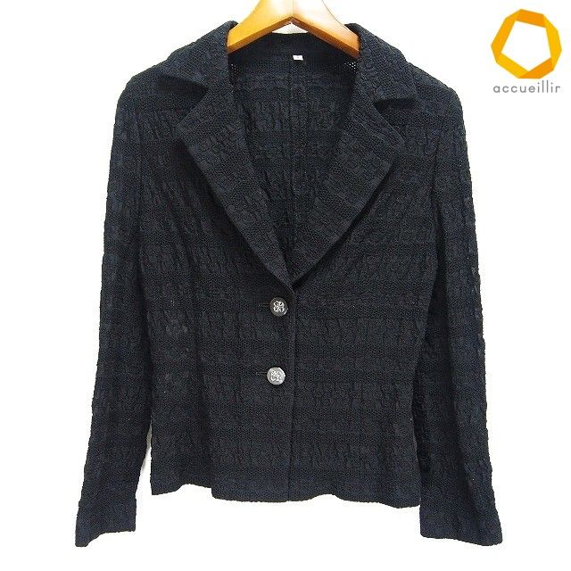 #a タケオ ニシダ TAKEO NISHIDA ジャケット 9 黒 テーラード レース 刺繍 綿 100% レディース [1019595] k01