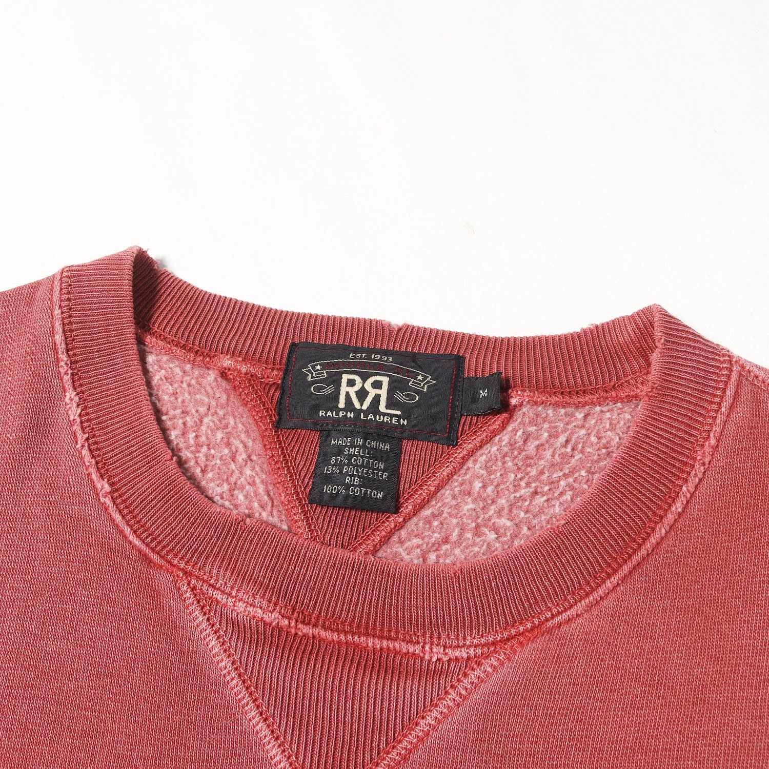 RRL ダブルアールエル スウェット レッド サイズ:M  ヴィンテージ加工 ロゴ スウェットシャツ ラルフローレン トップス トレーナー 【メンズ】【中古】