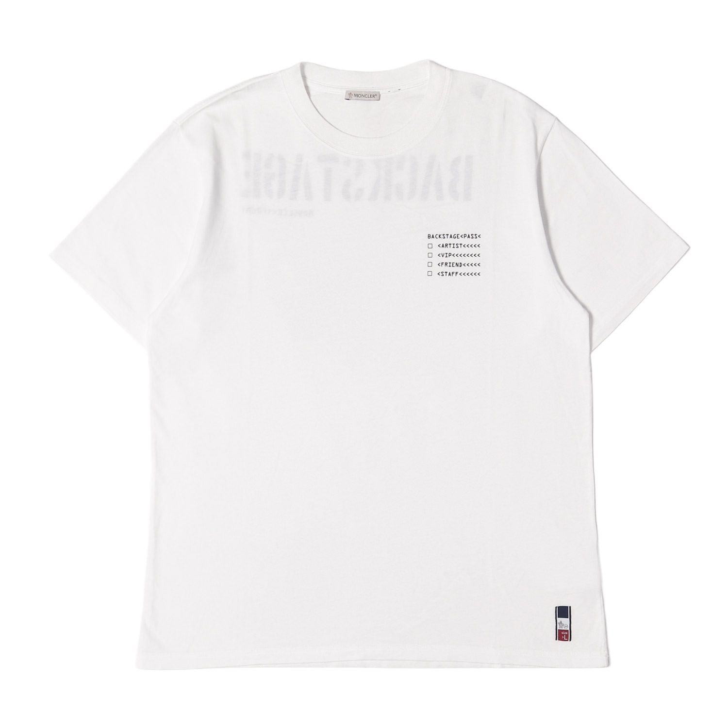 MONCLER モンクレール Tシャツ ホワイト 白 Lサイズ MONCLER GENIUS fragment design バックステージパス グラフィック Tシャツ MAGLIA T-SHIRT トップス カットソー 半袖 コラボ 【メンズ】【中古】