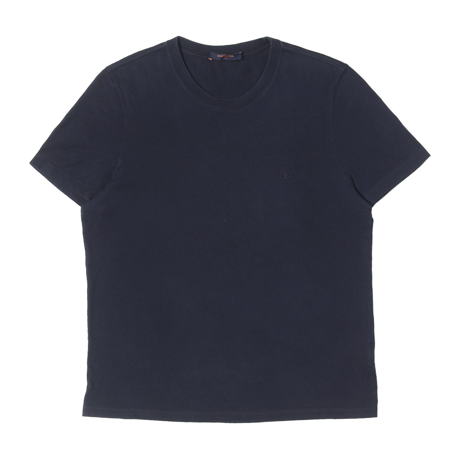 LOUIS VUITTON ルイヴィトン Tシャツ ネイビー 紺 Mサイズ 20AW サークルロゴ刺繍 クルーネック Tシャツ イタリア製 トップス カットソー 半袖【メンズ】【中古】