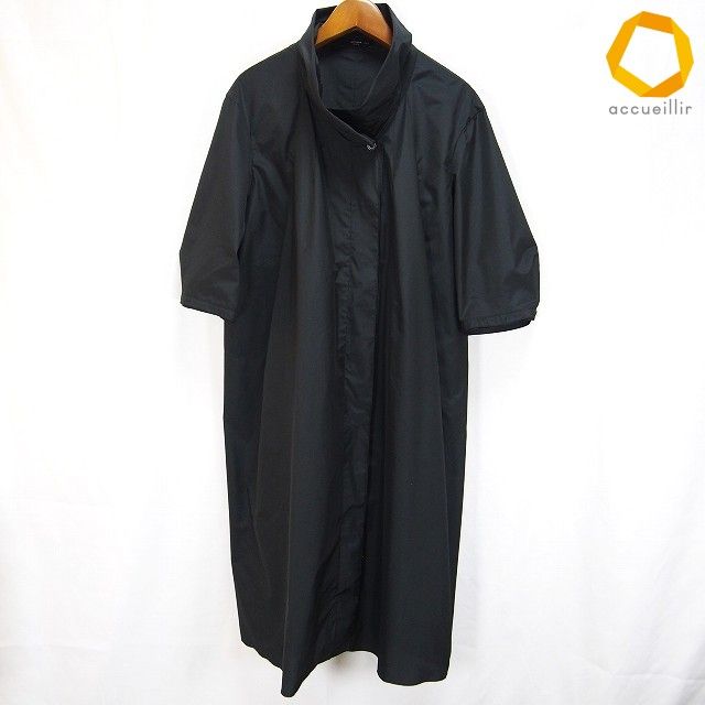 #a アルチザン ARTISAN カーディガン 11 黒 半袖 ロング スタンドカラー 比翼ボタン 羽織り レディース [946521] k01