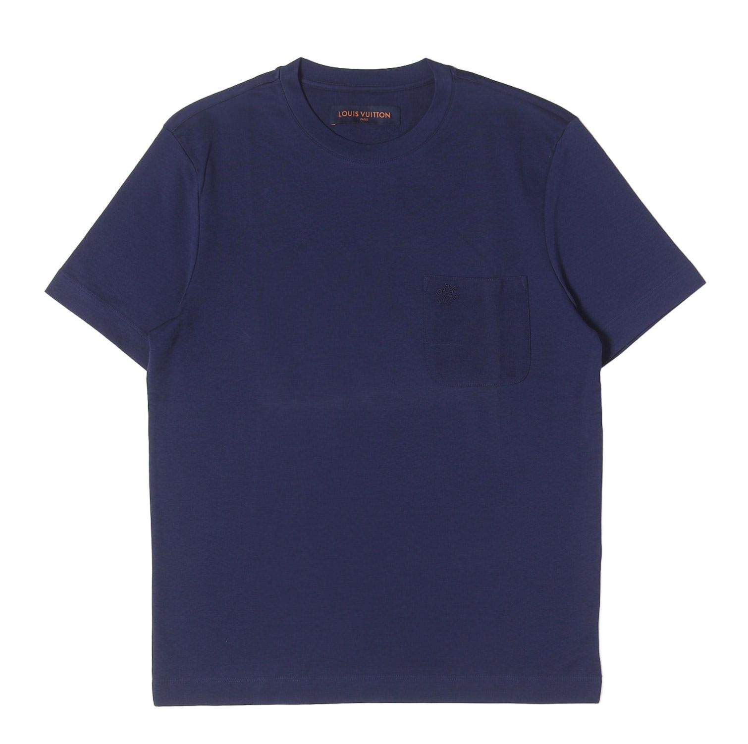 LOUIS VUITTON ルイヴィトン Tシャツ ネイビー 紺 XSサイズ ダミエ ポケット クルーネック Tシャツ イタリア製 トップス カットソー 半袖【メンズ】【中古】
