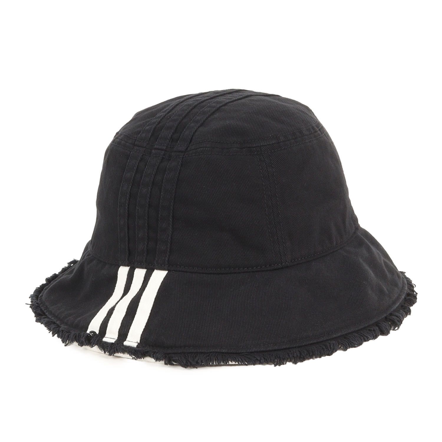 【美品】Y-3 ワイスリー ハット OSFL W/61cm 26SS ストライプ ロゴ 刺繍 バケットハット Y-3 STRIPES BUCKET HAT ブラック 黒 ブランド 帽子【メンズ】【中古】