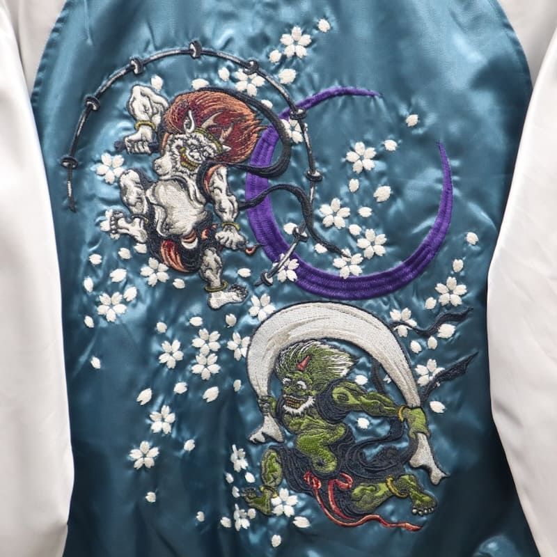新品 大きいサイズ メンズ スカジャン 風神雷神 風神 雷神 桜吹雪