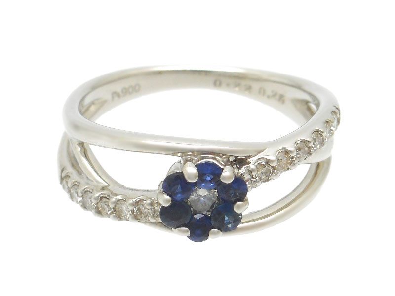 JEWELRY　貴金属・宝石　サファイアリング　ダイヤモンド　指輪　PT900　プラチナ　11号　5.2g　2120500318127　【200】