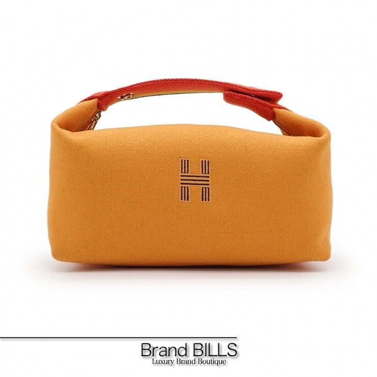 未使用品 HERMES エルメス ブリッド・ア・ブラックPM ロカバール ポーチ ハンドバッグ バージンウール オークル イエロー系 レディース