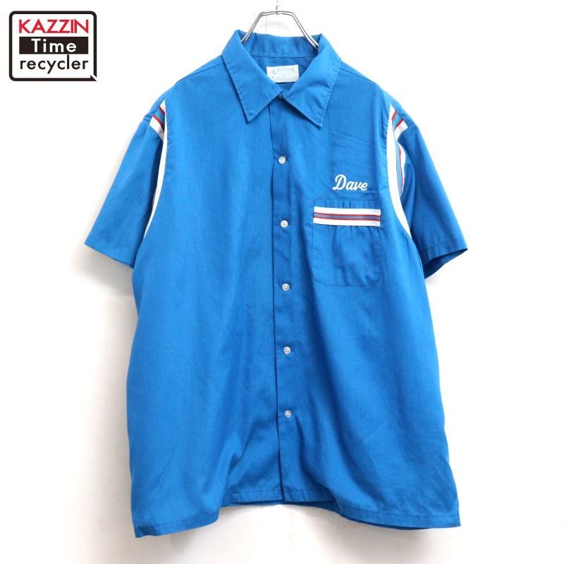 70s USA製 vintage Hilton 半袖ボーリングシャツ メンズ 表記XLサイズ