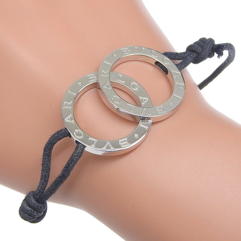【BVLGARI】ブルガリ ブルガリブルガリ バングル シルバー925×レザー ユニセックス 13.4g ブレスレット