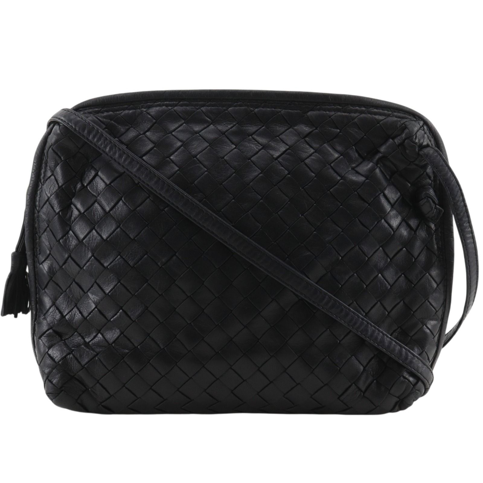 【BOTTEGAVENETA】ボッテガヴェネタ イントレチャート カーフ 黒 レディース ショルダーバッグ