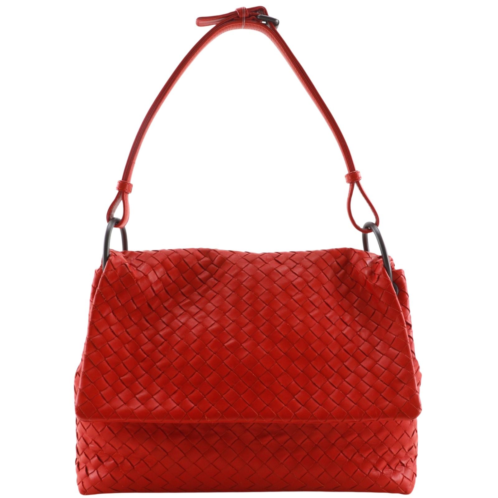 【BOTTEGAVENETA】ボッテガヴェネタ イントレチャート カーフ 赤 レディース ショルダーバッグ