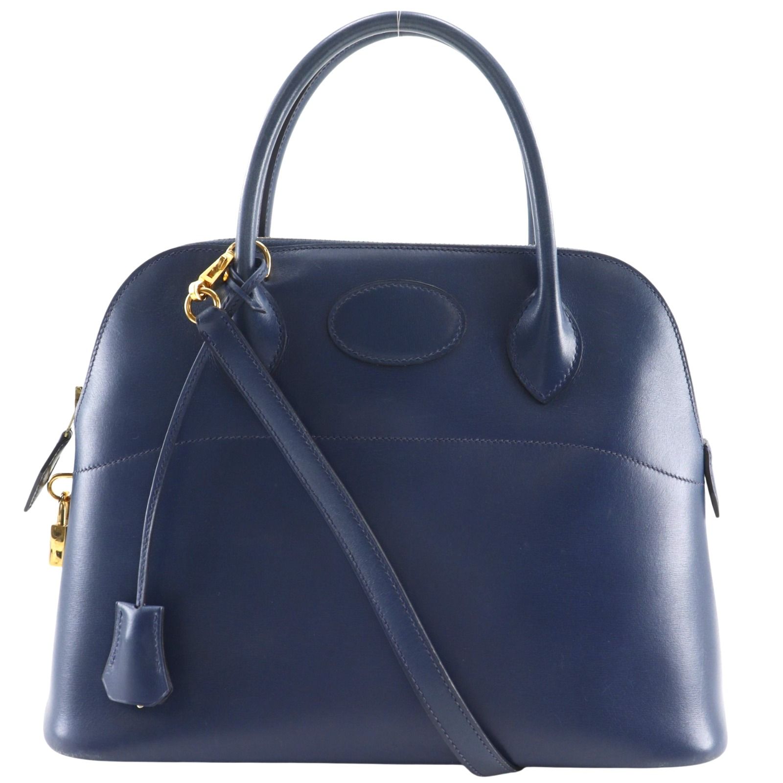 【HERMES】エルメス ボリード31 2WAYショルダー ×ヴォータデラクト ブルーマリン ゴールド金具 □B レディース ハンドバッグ