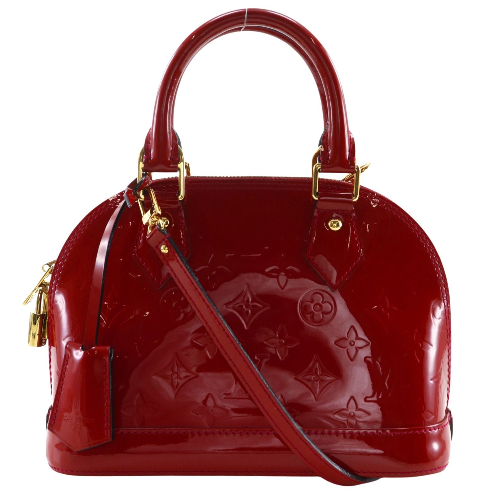 【LOUIS VUITTON】ルイ・ヴィトン アルマBB 2WAYショルダー M91606 モノグラムヴェルニ ポムダムール 赤 MI3103 レディース ハンドバッグ
