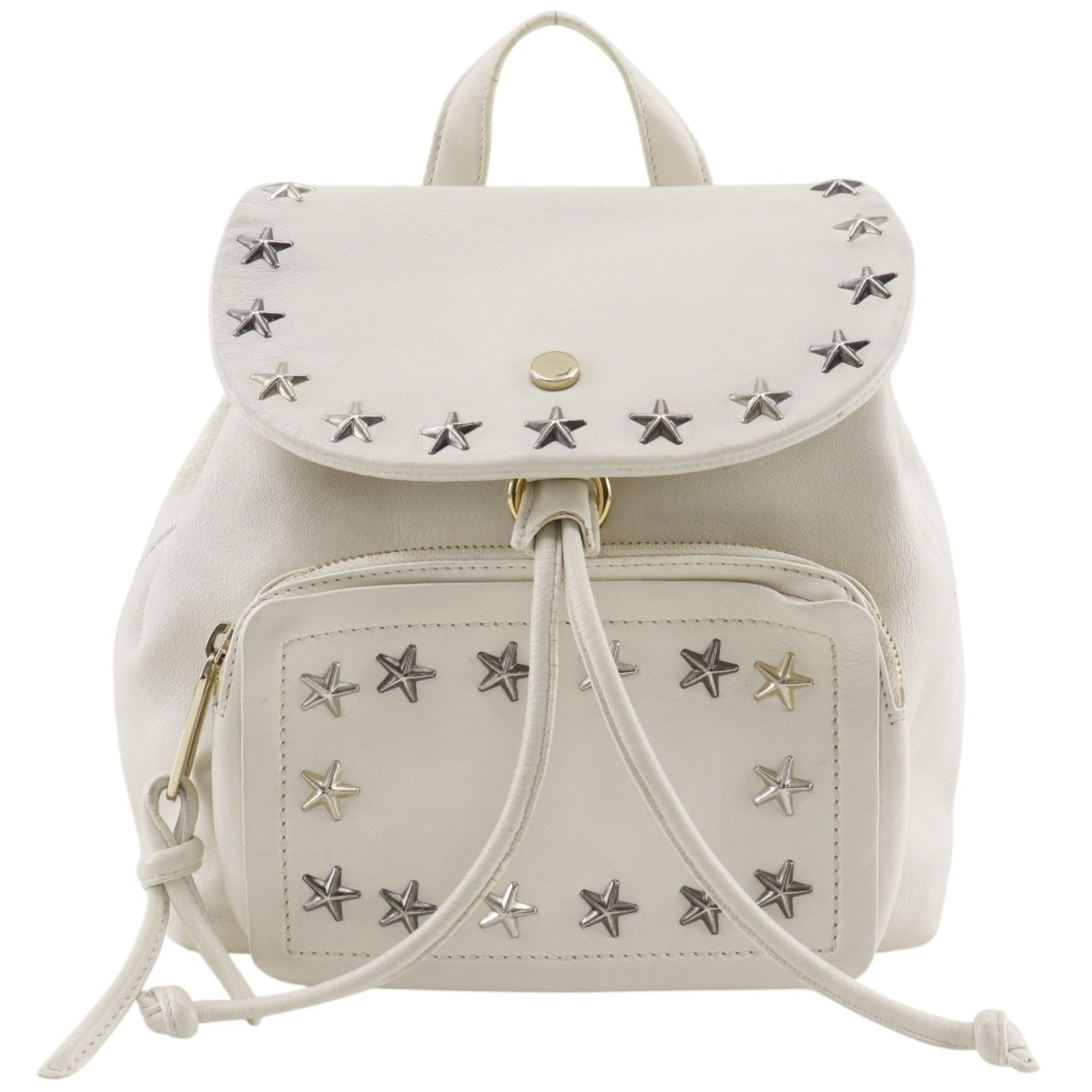 【JIMMY CHOO】ジミーチュウ スキ スタースタッズ カーフ 白 レディース リュック・デイパック