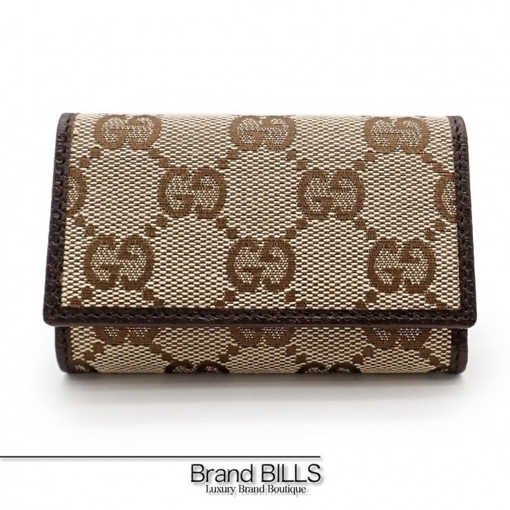 未使用品 GUCCI グッチ 6連 キーケース 04564 GGキャンバス レザー ベージュ ブラウン ユニセックス