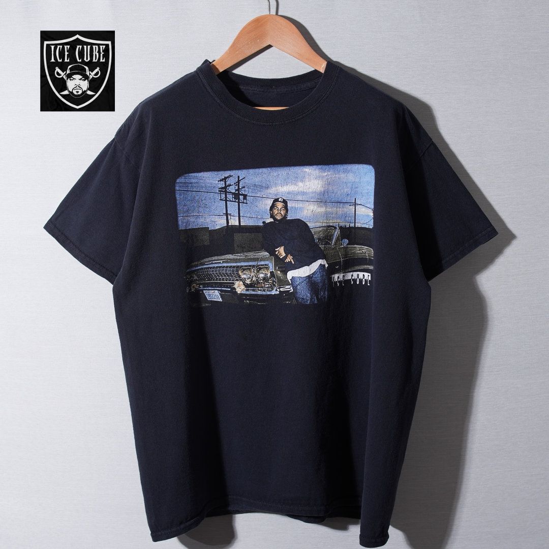 激レア！ICE T サイン入り　アイスT 90年代ヒップホップ　コレクション アイスキューブ ICE CUBE Tシャツ L 相当 ブラック ラップT ヒップ