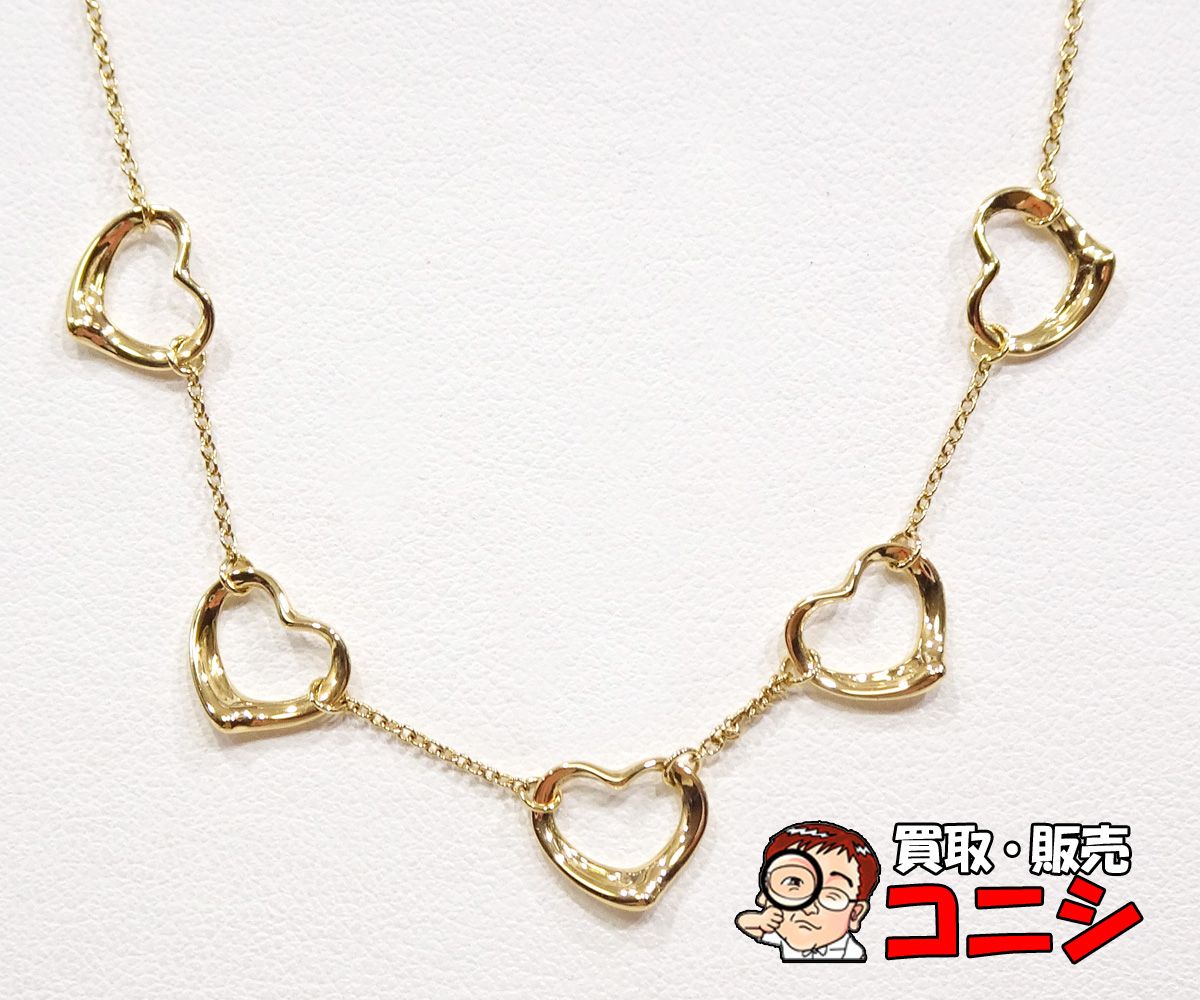 【質コニシ】【Tiffany&Co./ティファニー】オープンハート ネックレス 5連 K18 イエローゴールド レディース 箱付き【送料込み】m1751y