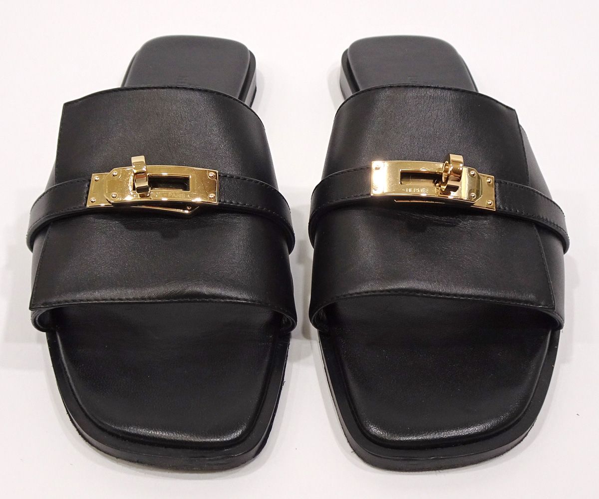 質コニシ】【HERMES/エルメス】ジュリア サンダル レザー 黒 ブラック