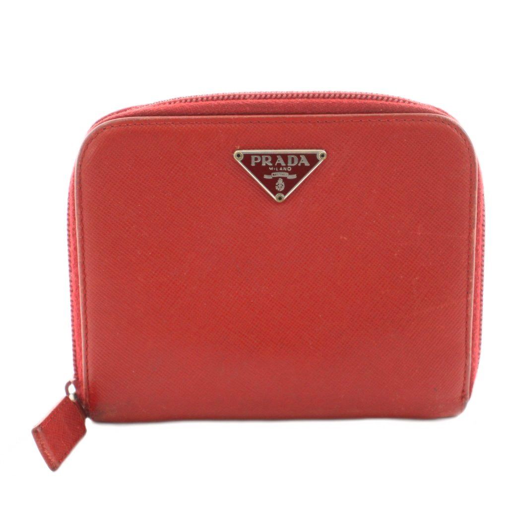 プラダ PRADA 二つ折り 財布 ウォレット サフィアーノレザー 三角ロゴ