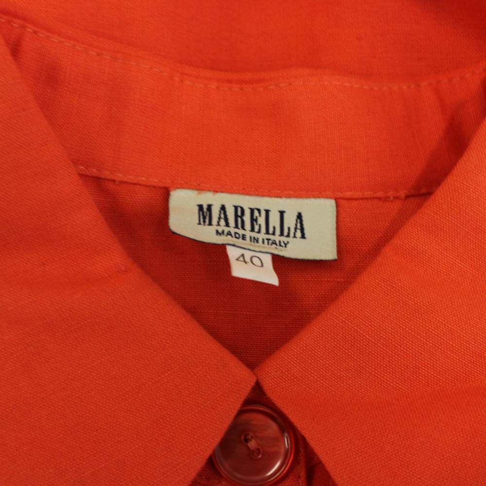 マレーラ MARELLA シャツワンピース 麻 リネン 40 オレンジ 半袖 襟