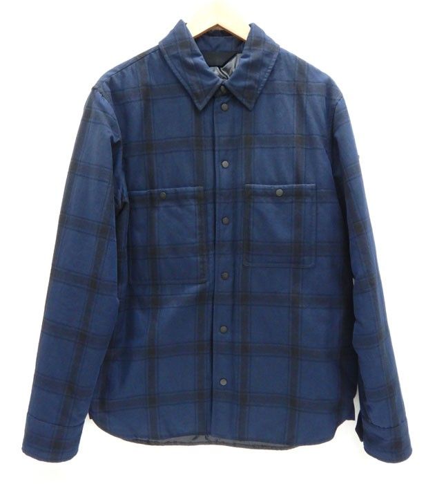 MONCLER GENIU/モンクレール/2021年モデル/チェック柄/ダウンシャツ/サイズ2/ネイビー/ダウンジャケット/ルーマニア製/メンズ/FB3314