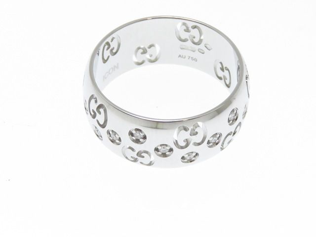GUCCI　グッチ　アイコンリング　K18ホワイトゴールド/ダイヤモンド　刻印サイズ15号　約6.4g【中古】430