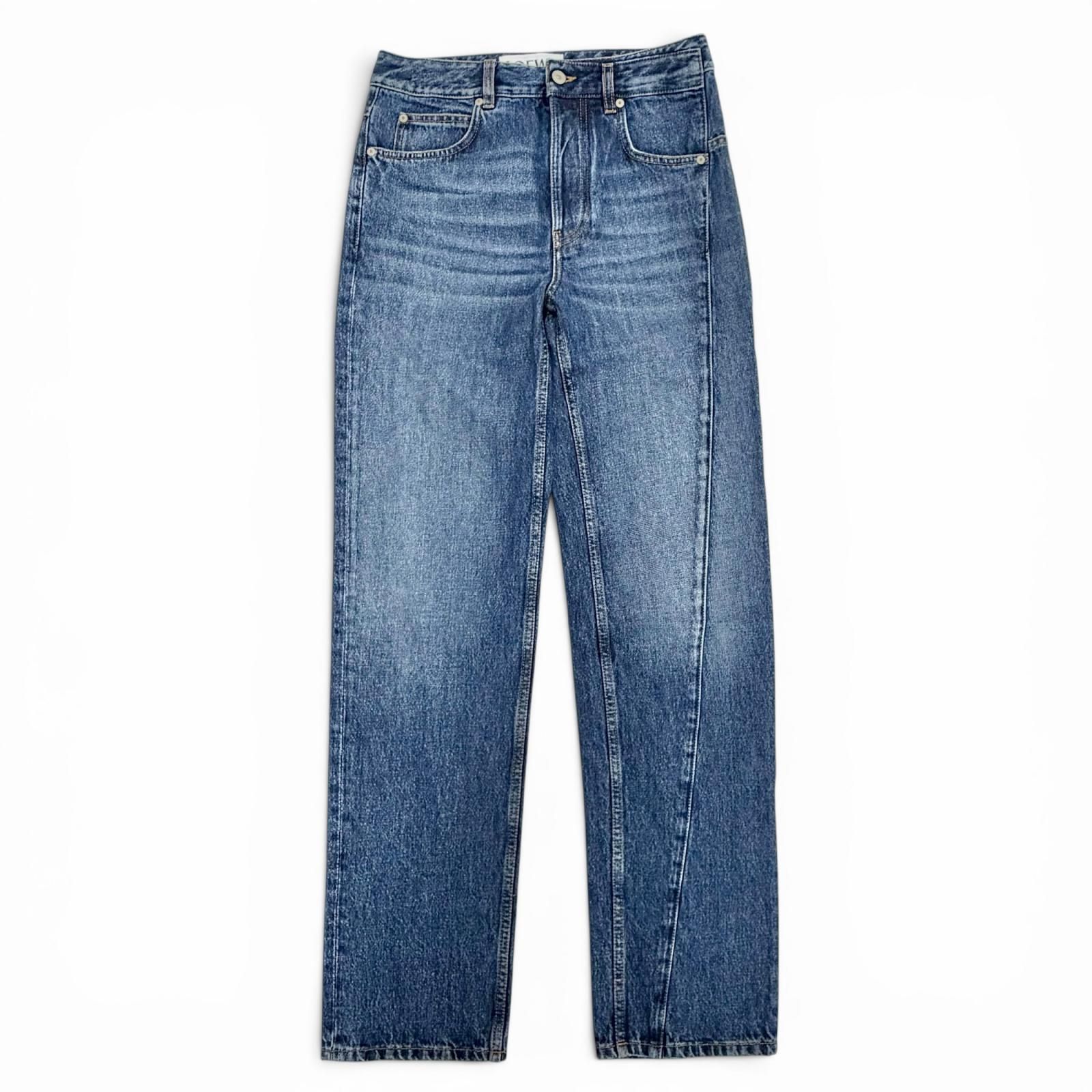 極美品△LOEWE ロエベ H526Y11X59 ASYMMETRIC JE DENIM ロゴレザー