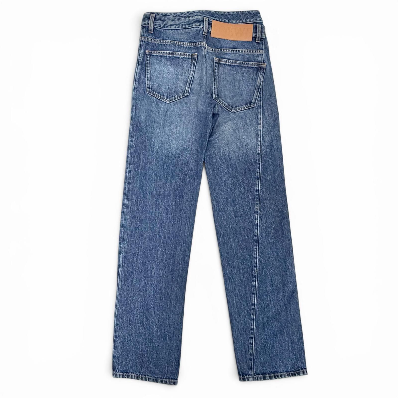極美品△LOEWE ロエベ H526Y11X59 ASYMMETRIC JE DENIM ロゴレザー