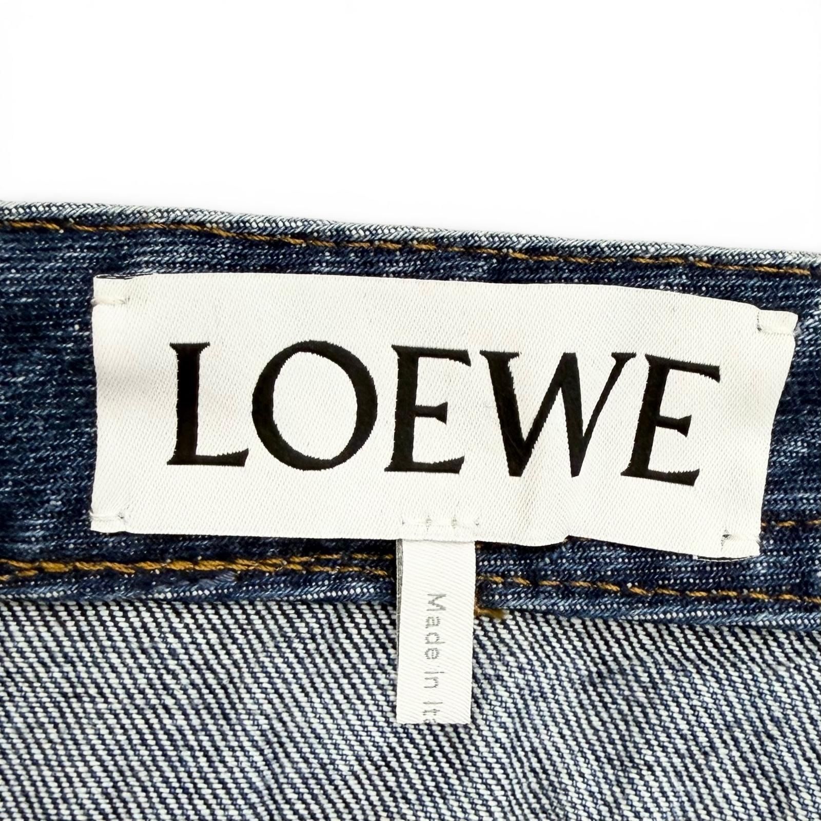 極美品△LOEWE ロエベ H526Y11X59 ASYMMETRIC JE DENIM ロゴレザー