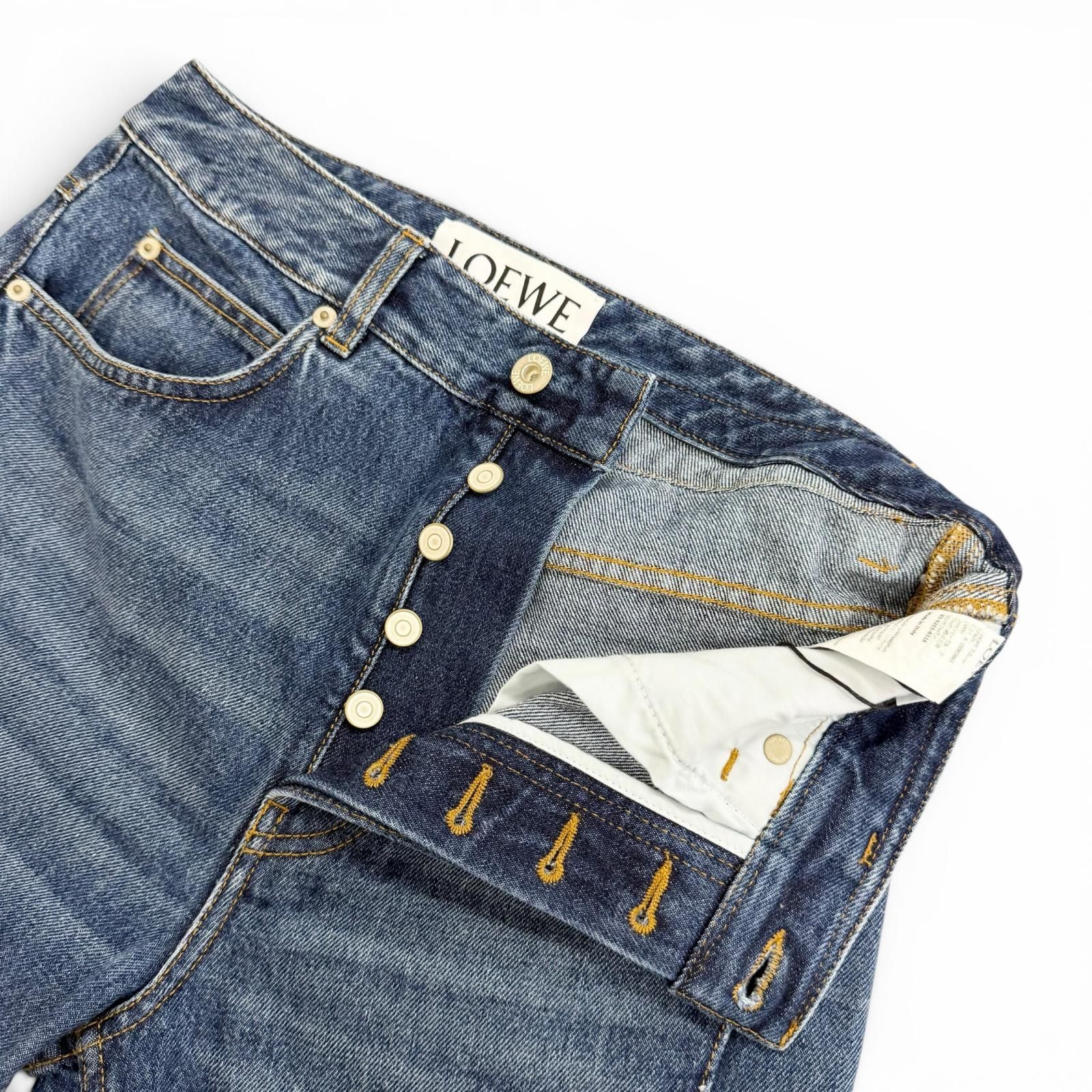 極美品△LOEWE ロエベ H526Y11X59 ASYMMETRIC JE DENIM ロゴレザー