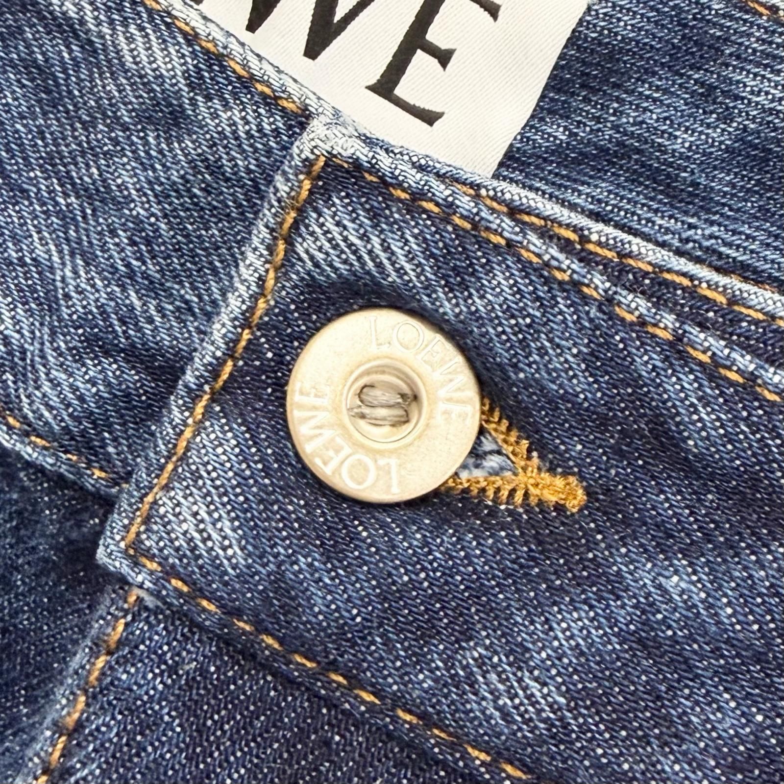 極美品△LOEWE ロエベ H526Y11X59 ASYMMETRIC JE DENIM ロゴレザー