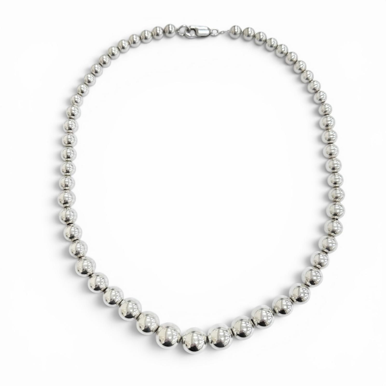 美品△TIFFANY&Co. ティファニー ハードウェア グラジュエイテッド ボール ネックレス 925 アクセサリー シルバー 重量27g レディース 45,360円