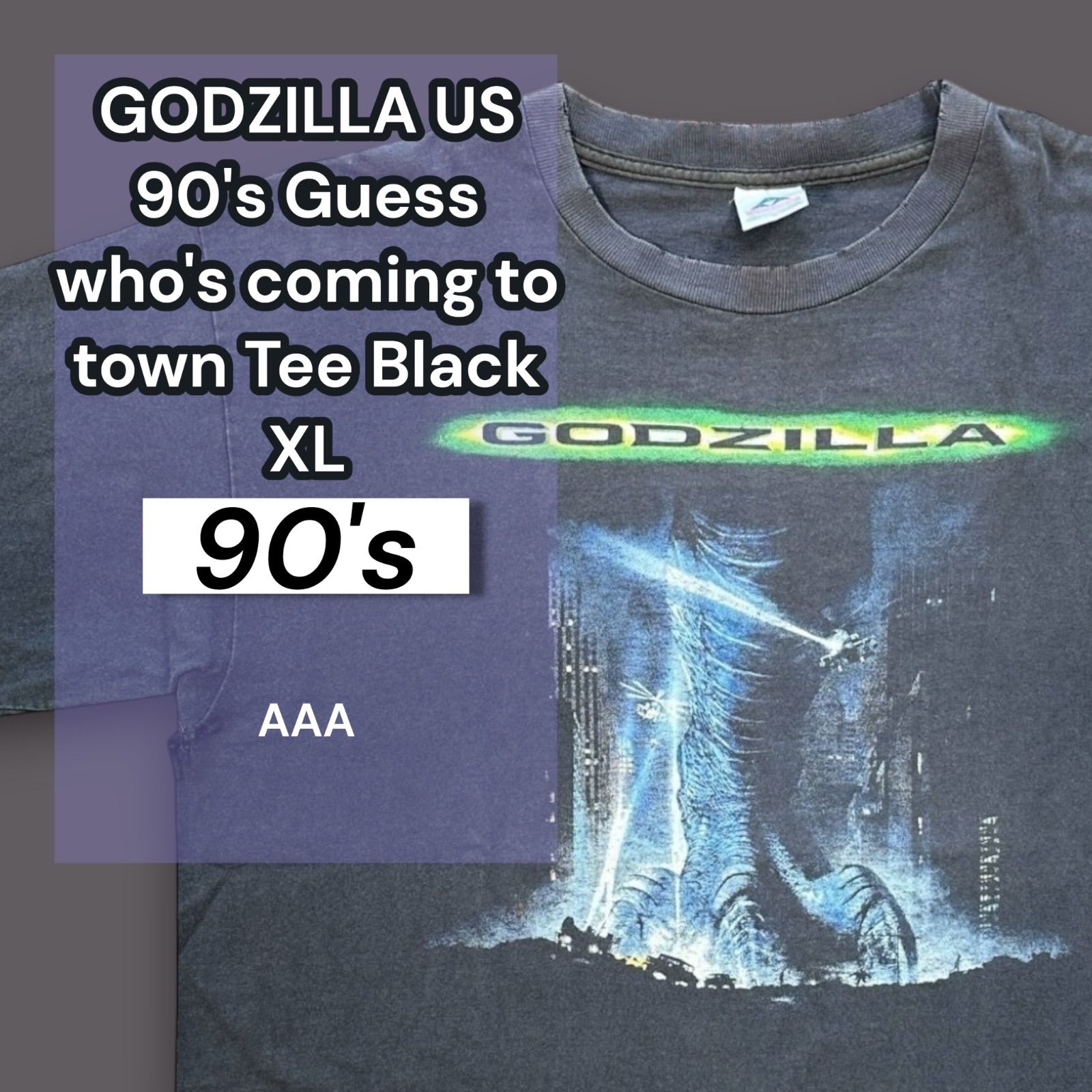 GODZILLA US 90's Guess who's coming to town Tee Black XL