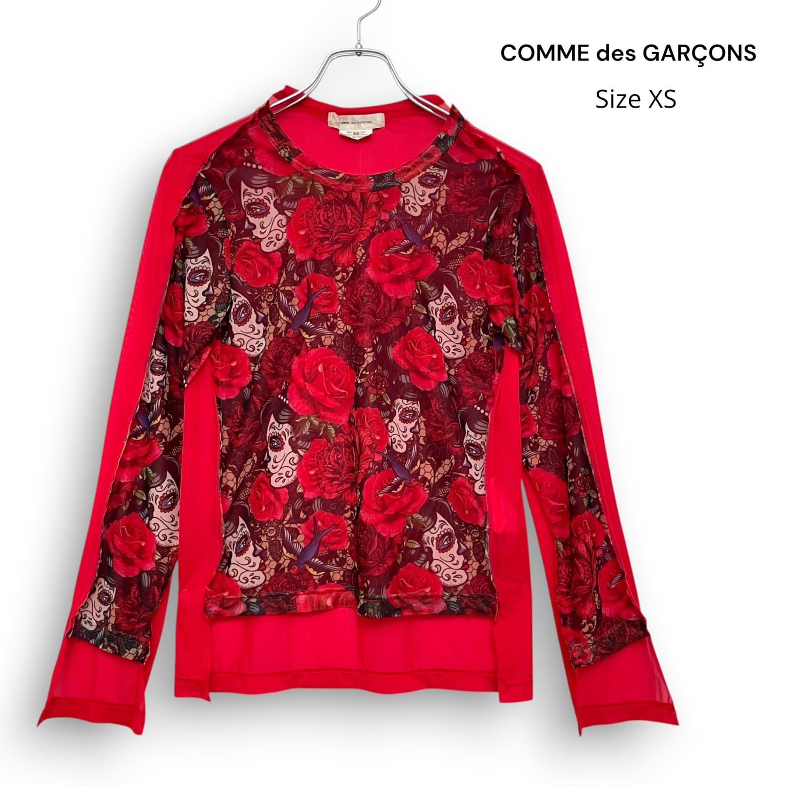 COMME des GARCONS コムデギャルソン シースルー プリント トップス 長袖 Tシャツ カットソー /R26422 9,346円