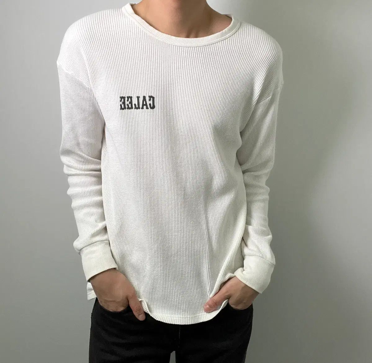 Calee 칼리 白 サーマル ワッフル ロングスリーブ 長袖Tシャツ L