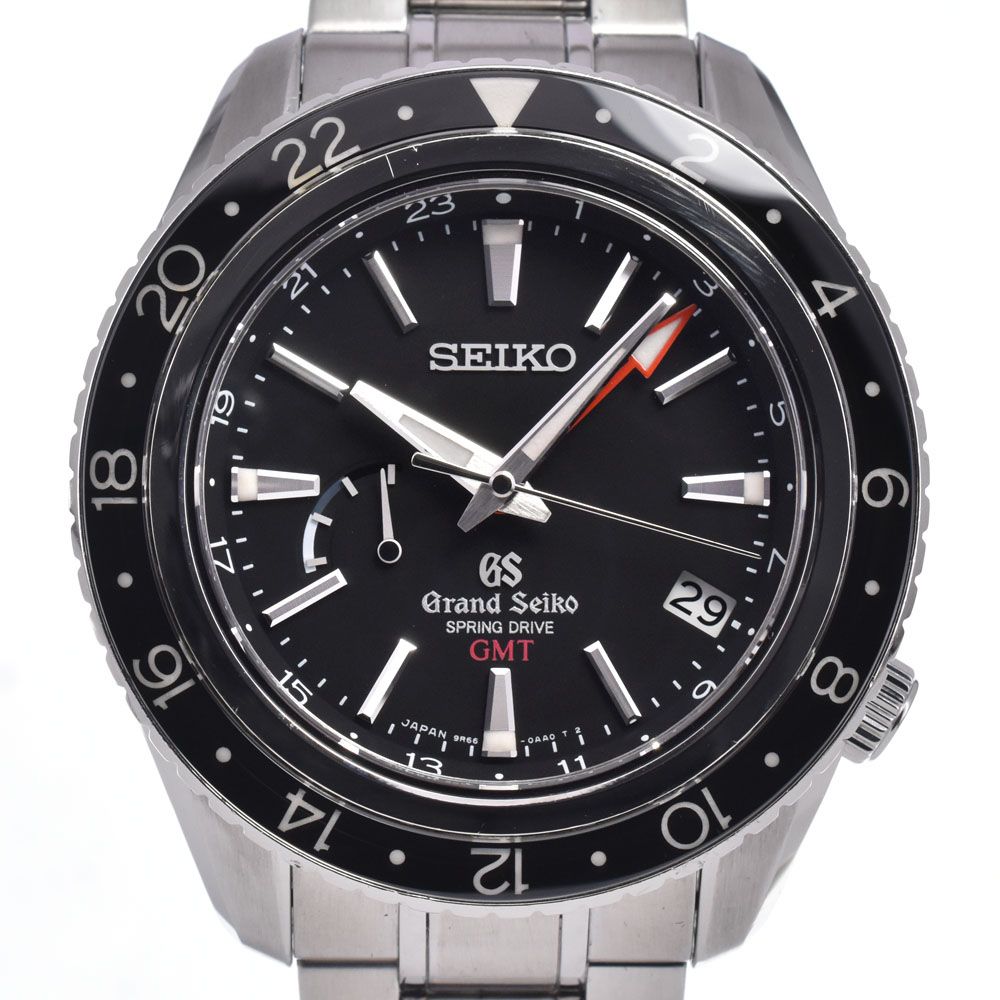 セイコー SEIKO SBGE001/9R66-0AA0 グランドセイコー GMT ブラック スプリングドライブ メンズ 良品 箱・保証書付き 腕時計 N#148585
