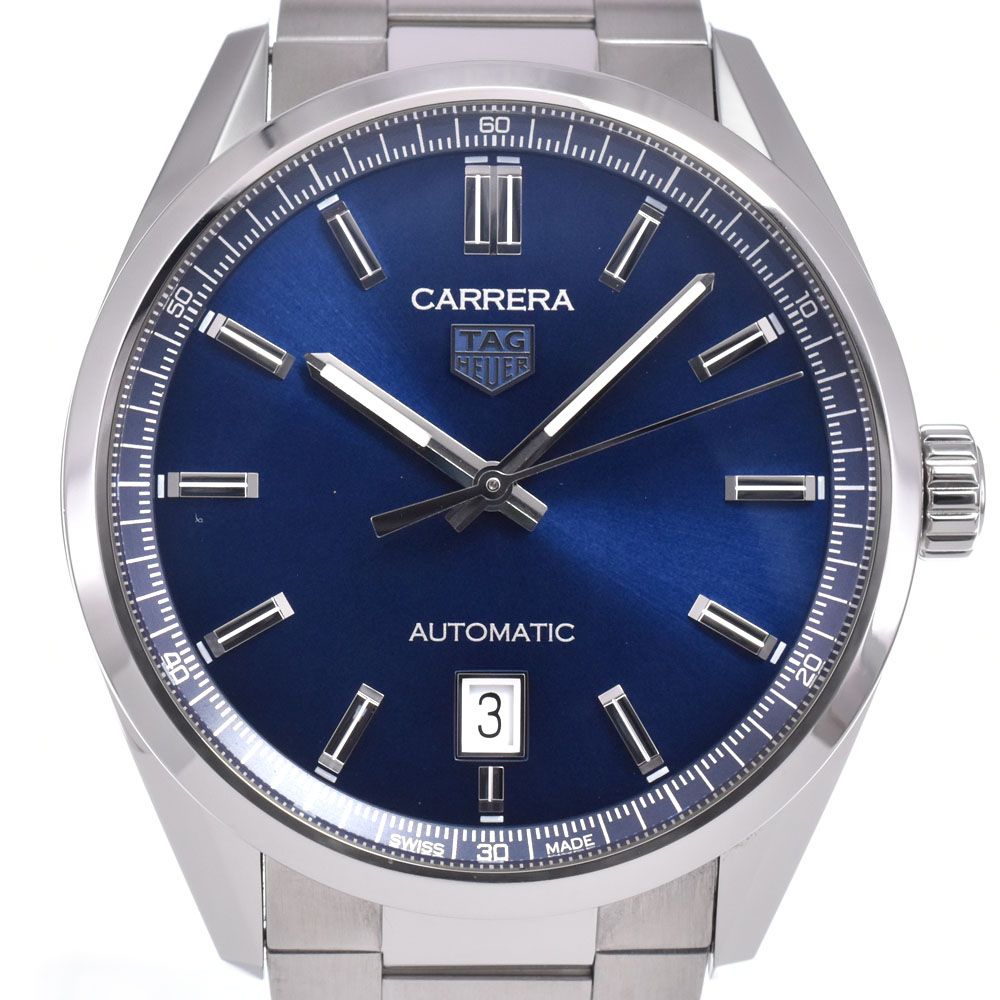 タグホイヤー TAG HEUER WBN2112-0 カレラ デイト ブルー 自動巻き メンズ 美品 内箱付き 腕時計 N#148363