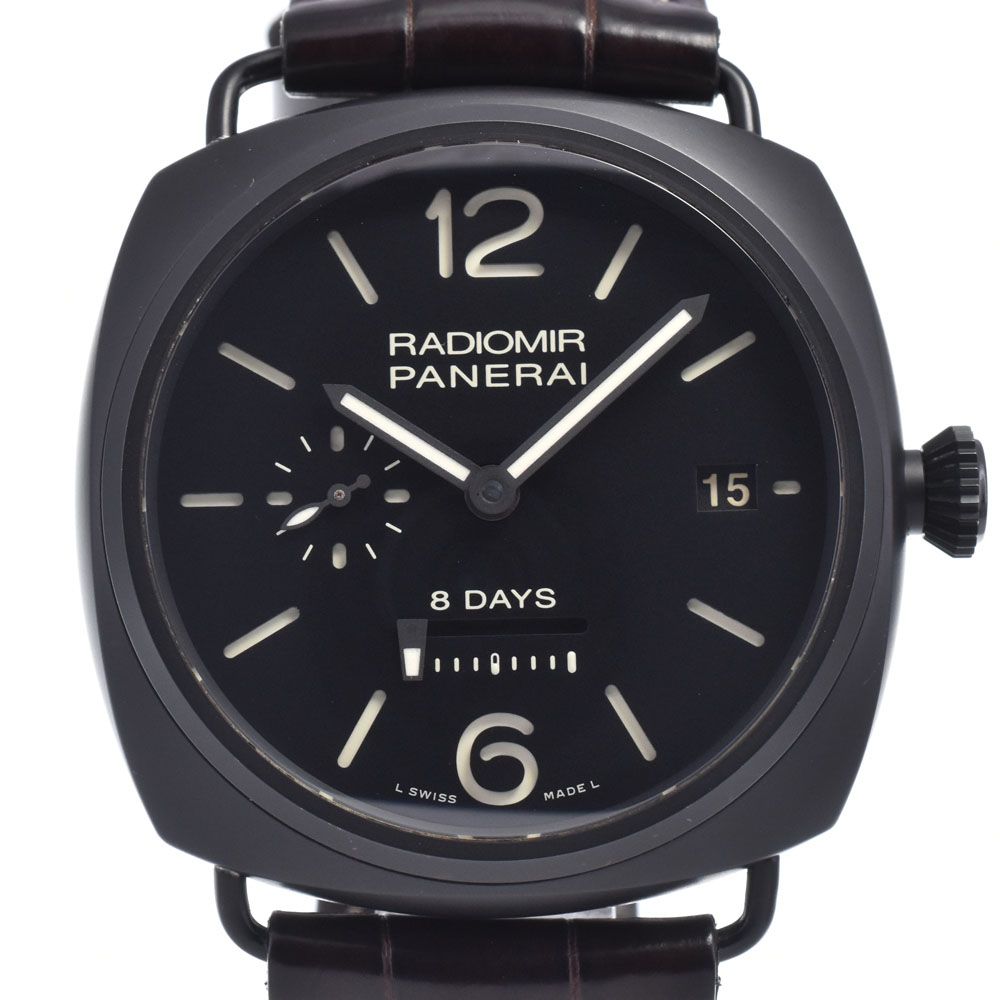 パネライ PANERAI PAM00384 ルミノール 8デイズ ブラック 手巻き メンズ 美品 箱付き 腕時計 N#148529