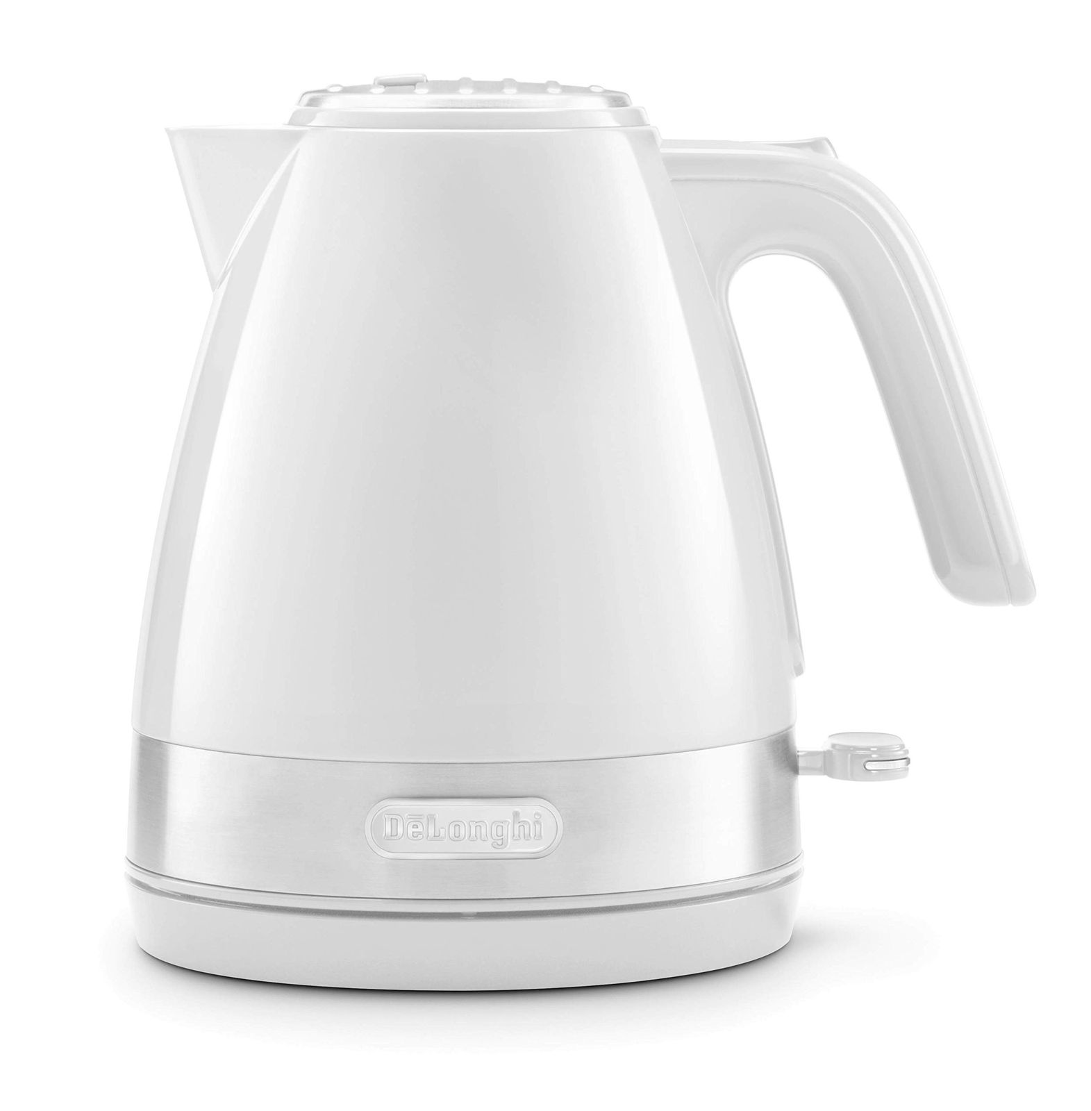 DeLonghi(デロンギ) De'Longhi電気ケトル アクティブ シリーズ KBLA1200J-W イタリアンデザイン 1.0L ワンプッシュオープン 異物混入防止フィルタ 見やすい水量計 電源コードホルダー [トゥルーホワイト] ファミリー登録で3Ju