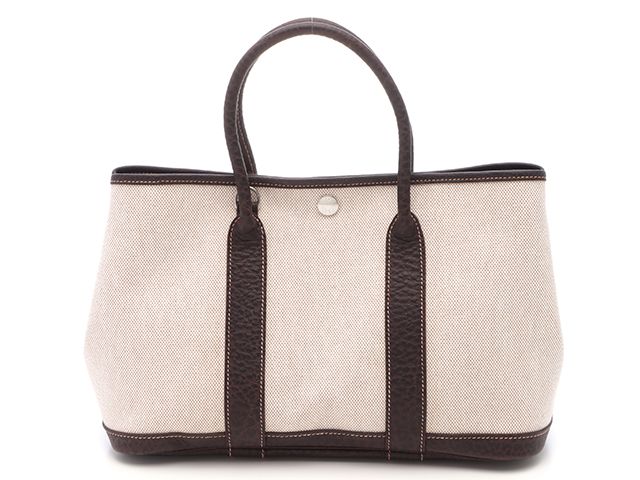 HERMES エルメス ガーデンTPM トートバッグ トワルアッシュ/カーフ ナチュラル/ブラウン レディース【中古】472