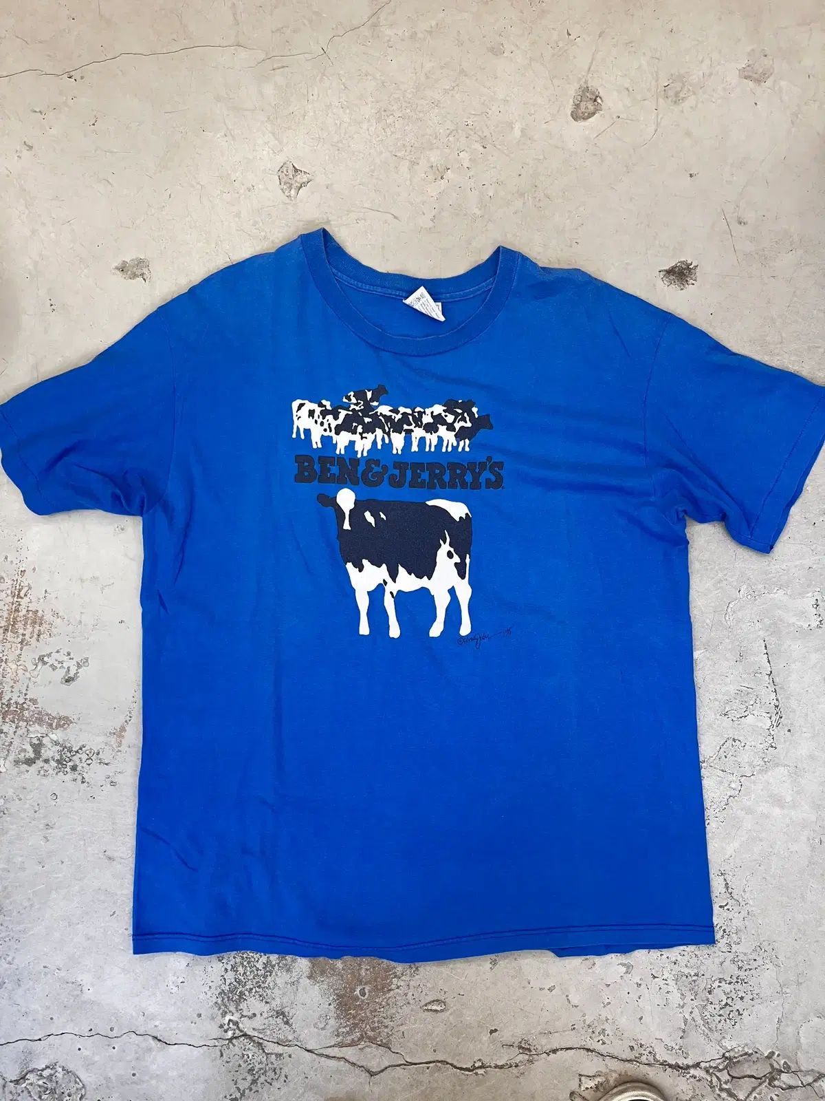 XL 1980s ヴィンテージ BEN&JERRYS Tシャツ ブルー