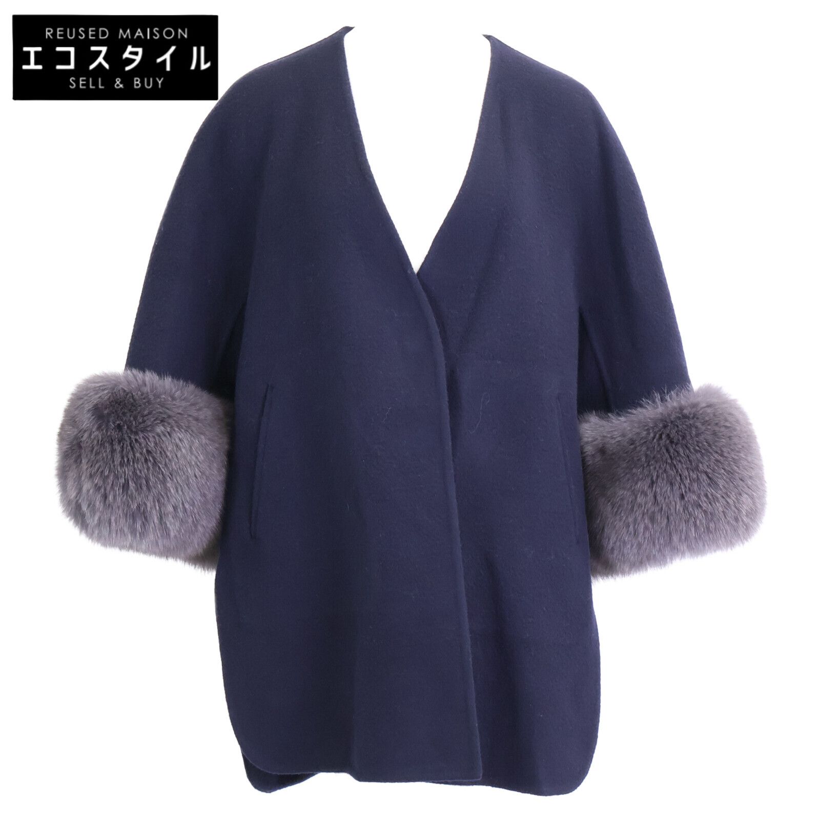 DRAWER　ドゥロワー　【美品/25年製】6522-2-000014 ウールケヌキ フォックスファー スリーブ ノーカラージャケット　36
