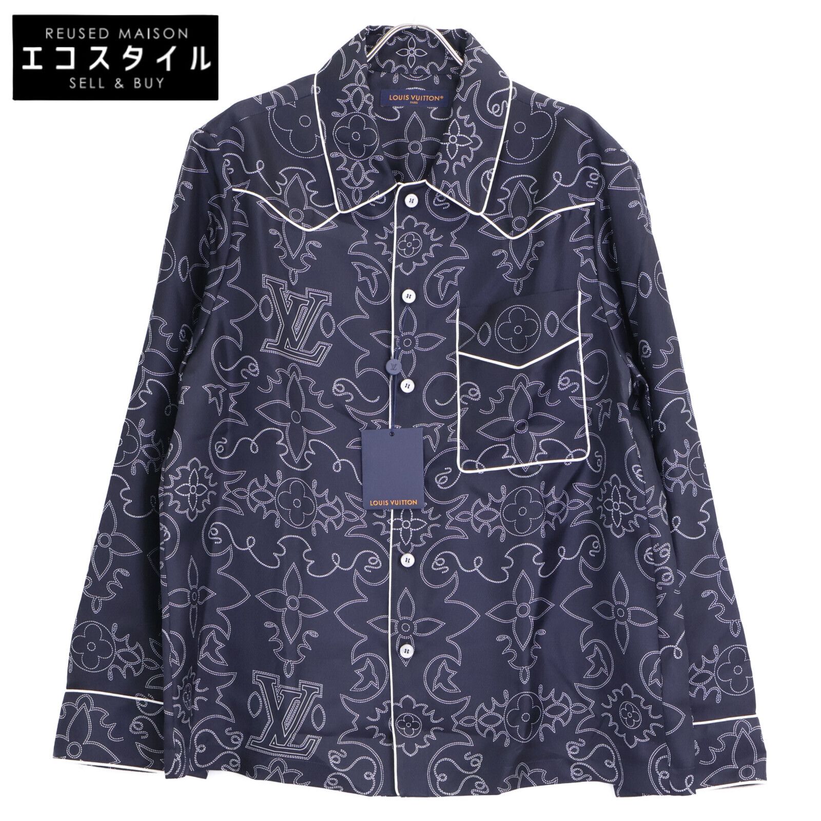 LOUIS VUITTON　ルイヴィトン　【新品同様/国内正規/24年製】1AFWSI/RM242M MRR HRS80W プリントロングスリーブシルクパジャマオーバーシャツ　L