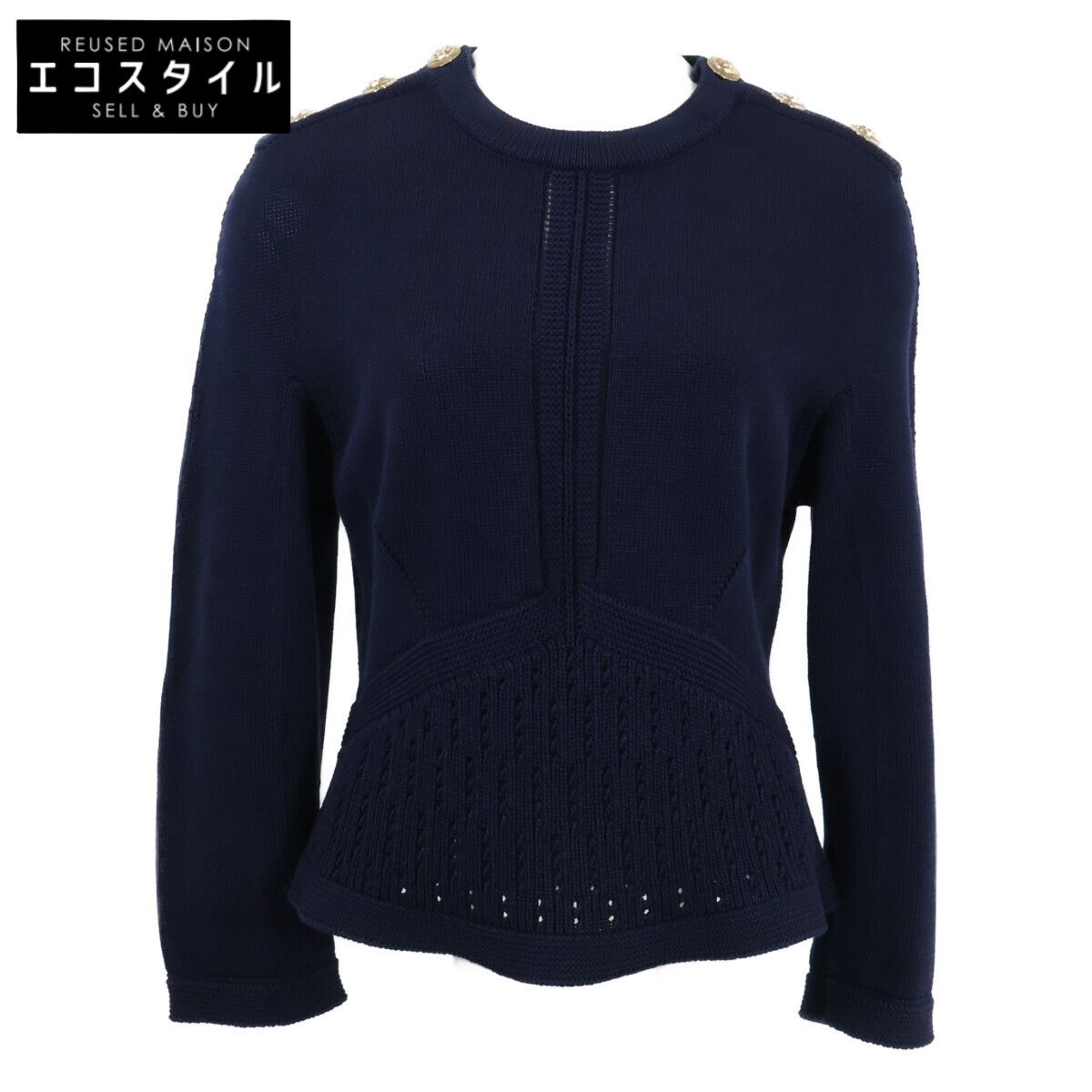 CHANEL シャネル ココボタン フレンチスリーブ ニット セーター 38 CHANEL シャネル 【美品/国内正規】P70314K10008 21C ココマークボタン