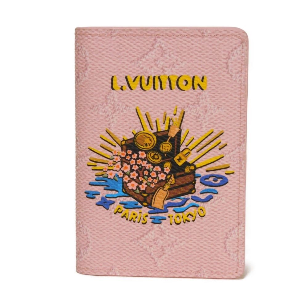 LOUIS VUITTON ルイ・ヴィトン オーガナイザー ドゥ ポッシュ ロゴ 桜 鯉 二つ折り パスケース 名刺入れ RFID ICチップ 美品 モノグラム 日本風 ピンク カードケース M25973