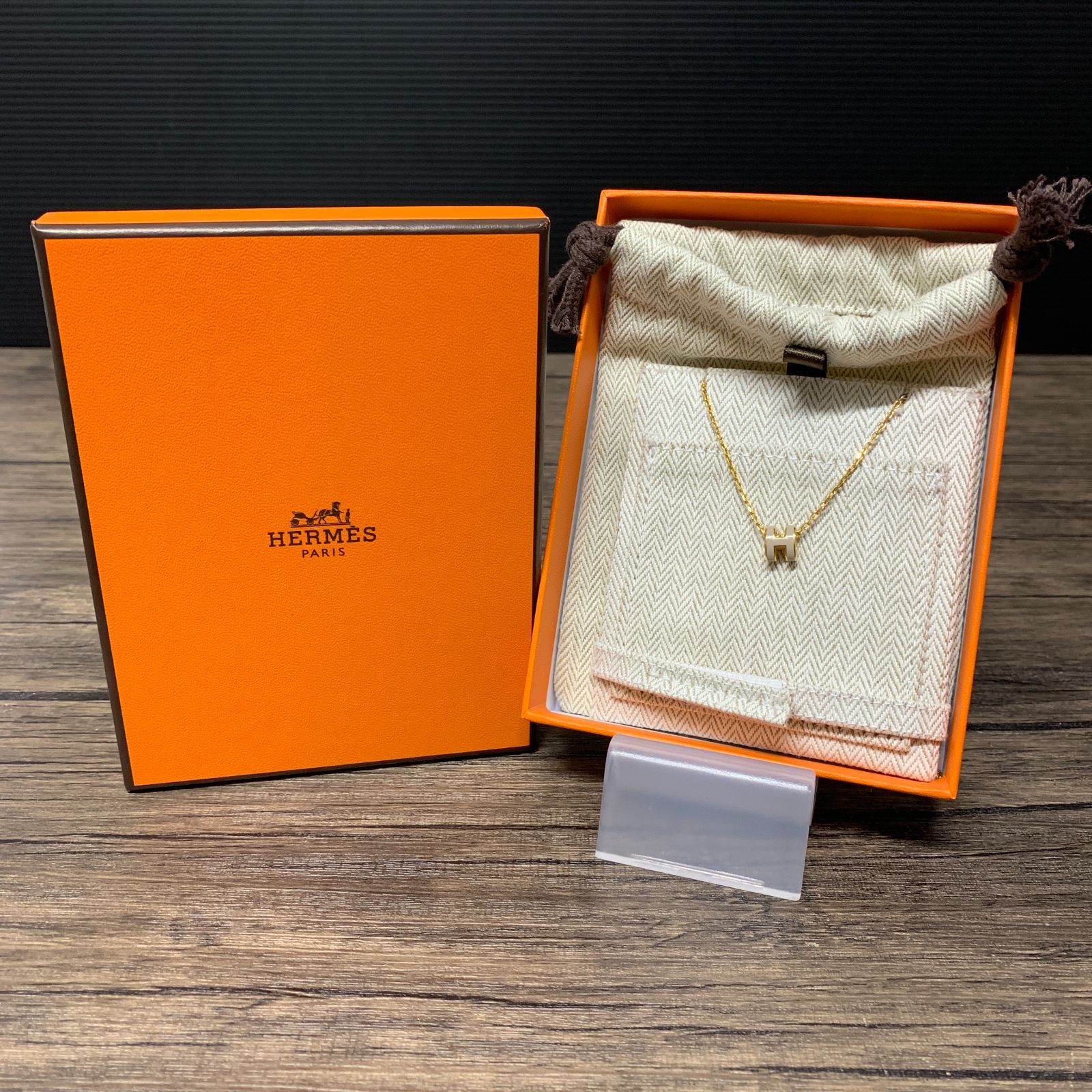 [むつ85-062101] [併売] HERMES エルメス H ポップアップ ネックレス ミニ ポップ ペンダント マロングラッセ Hロゴ