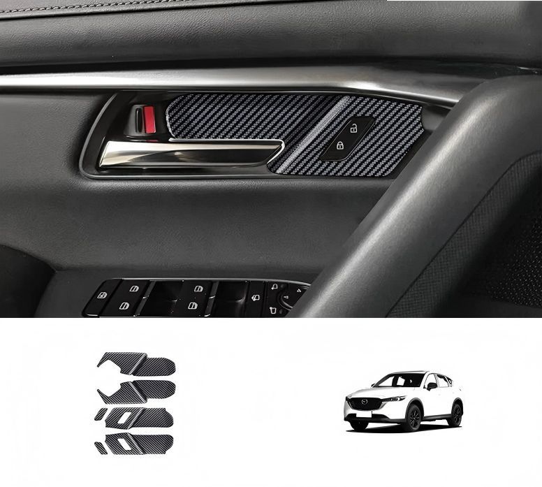 マツダ Mazda CX-5 2025年式対応 ドア内側ハンドルまわりガーニッシュ 6点セット ABS製 両面テープ貼り付け式 艶ありブラック カーボン調 木目調 内装保護 アクセント